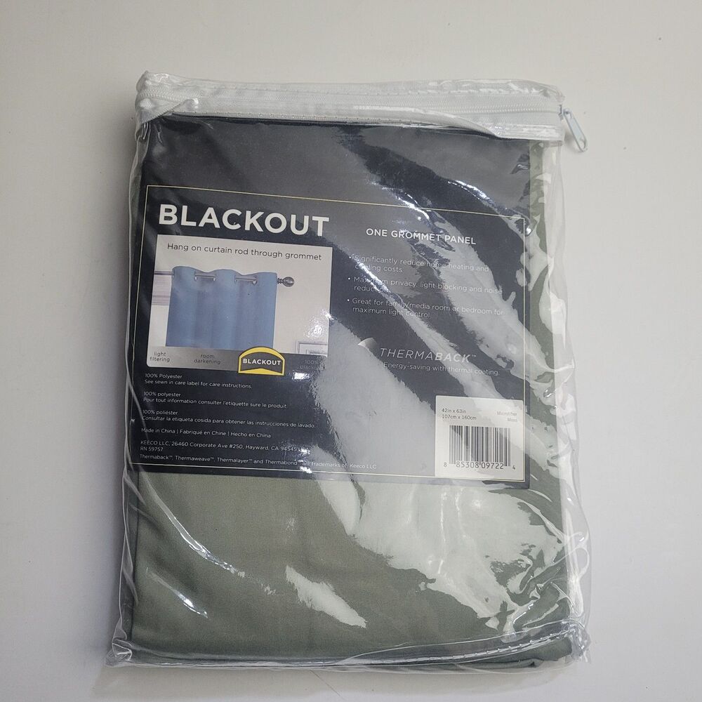 NEW Eclipse Thermaback Microfiber Blackout Curtains 'Moss Green' 42x63in #CT5